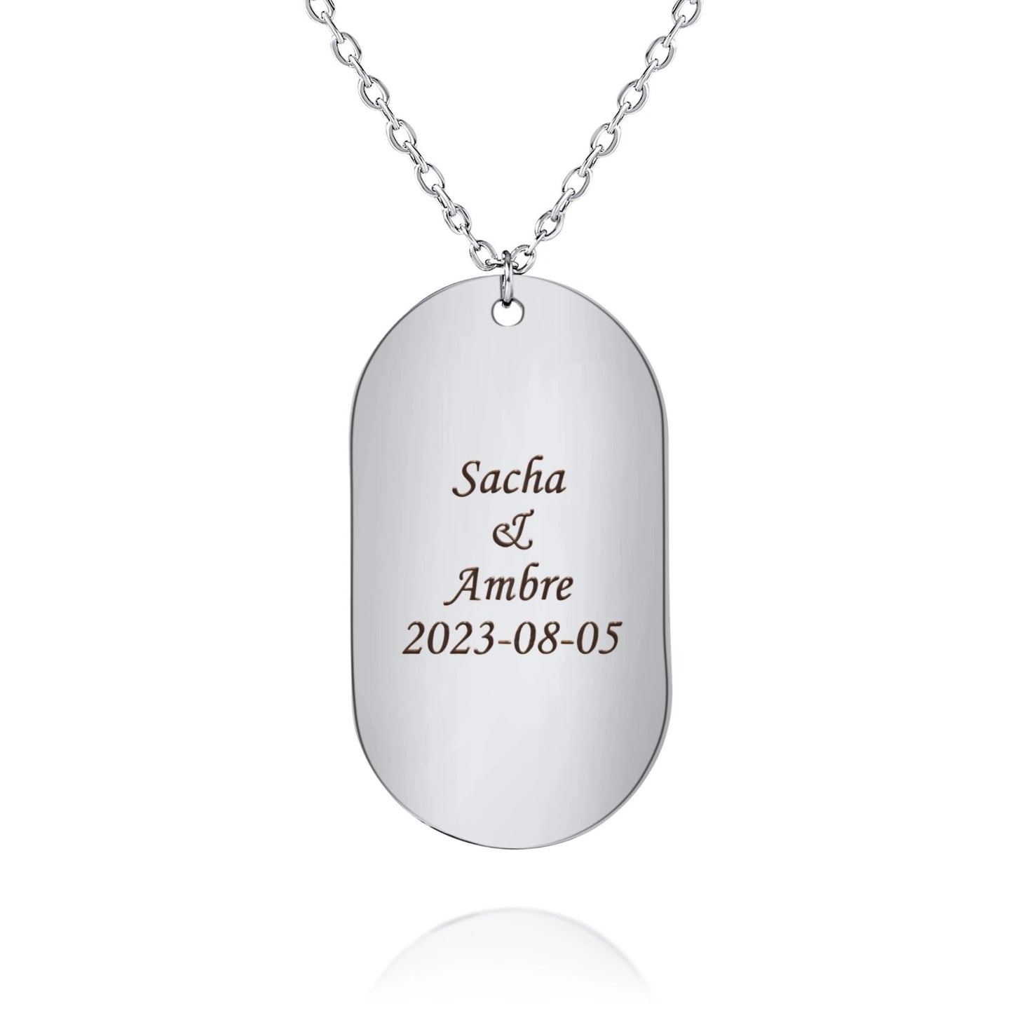 Collier Plaque Militaire Personnalisée en Argent
