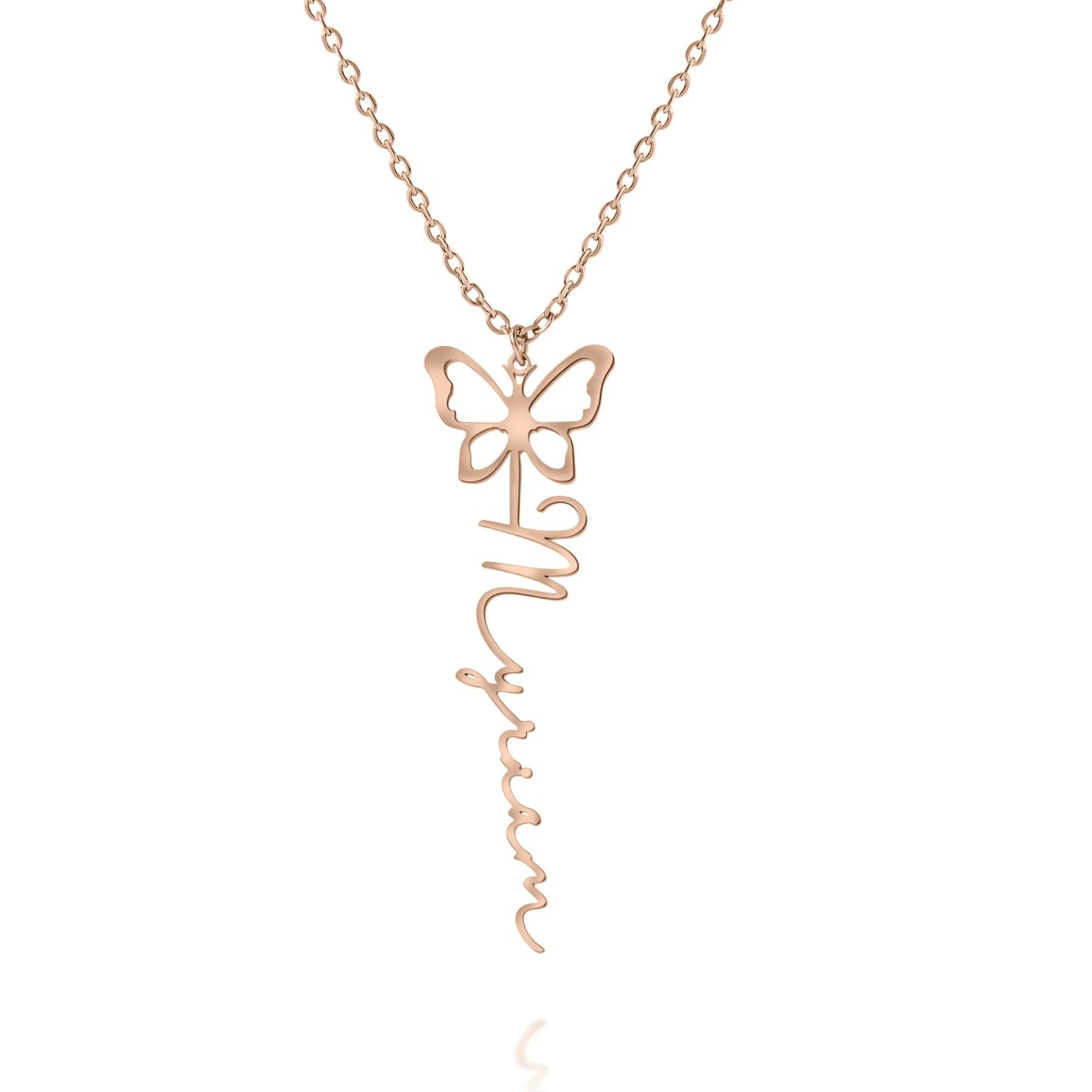 Collier Pendentif Papillon Personnalisé avec Prénom
