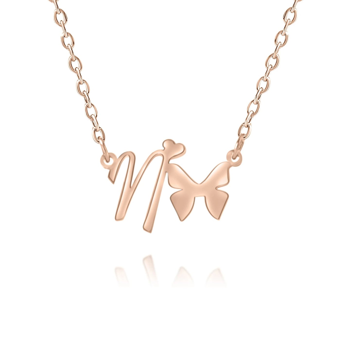 Collier Initiale Personnalisé Papillon et Coeur