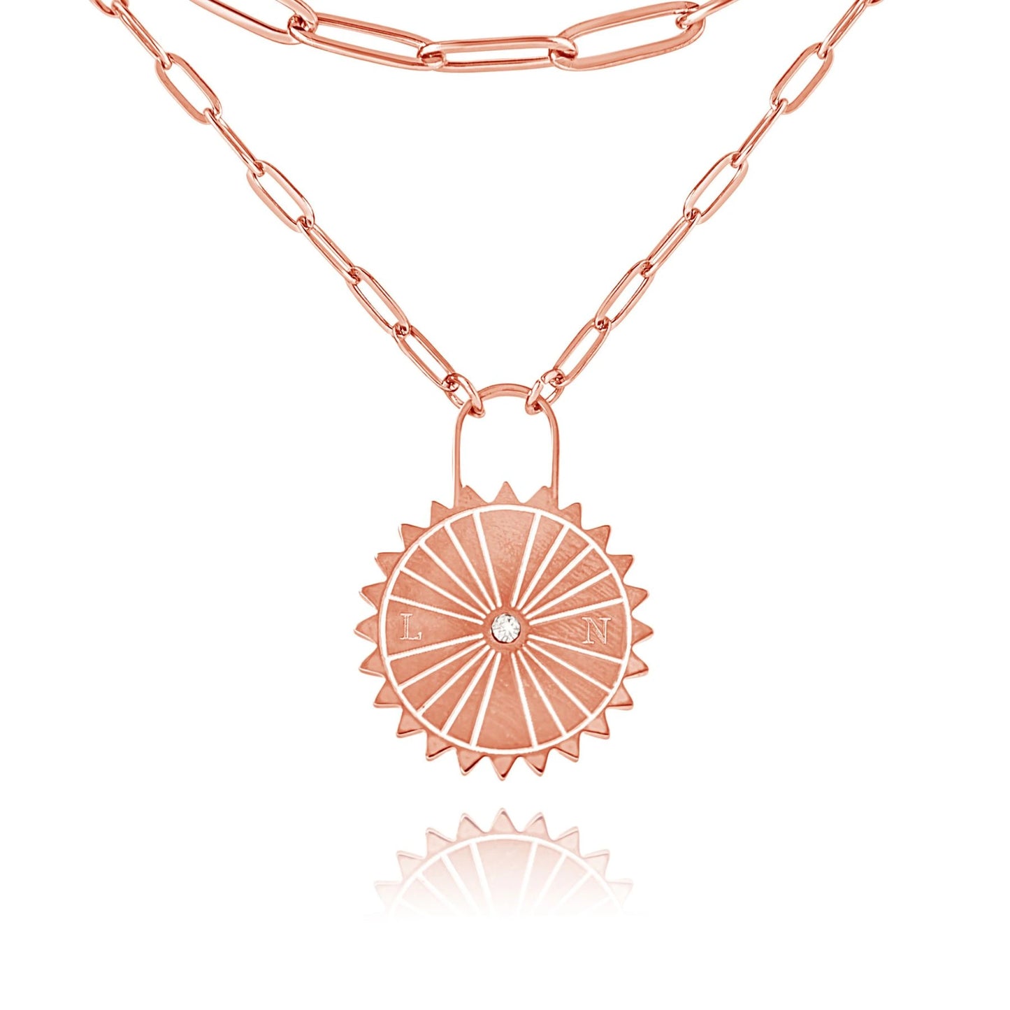 Collier Cadenas Soleil Personnalisé avec Initiales & Pierre
