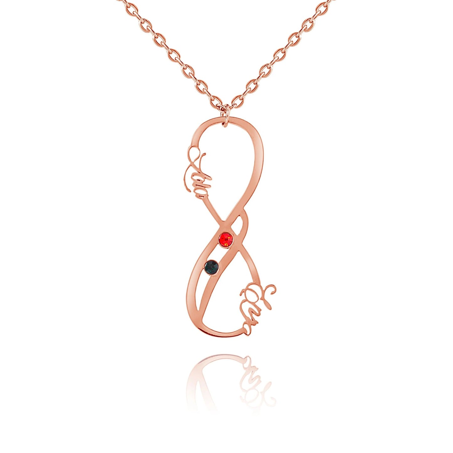 Collier Vertical Infini Deux Prénoms et Pierres