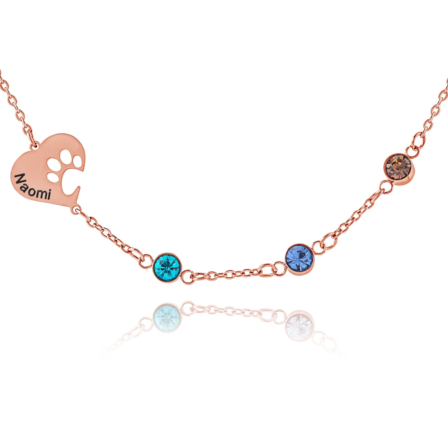 Collier Cœur avec Empreinte Gravée et Pierres de Naissance
