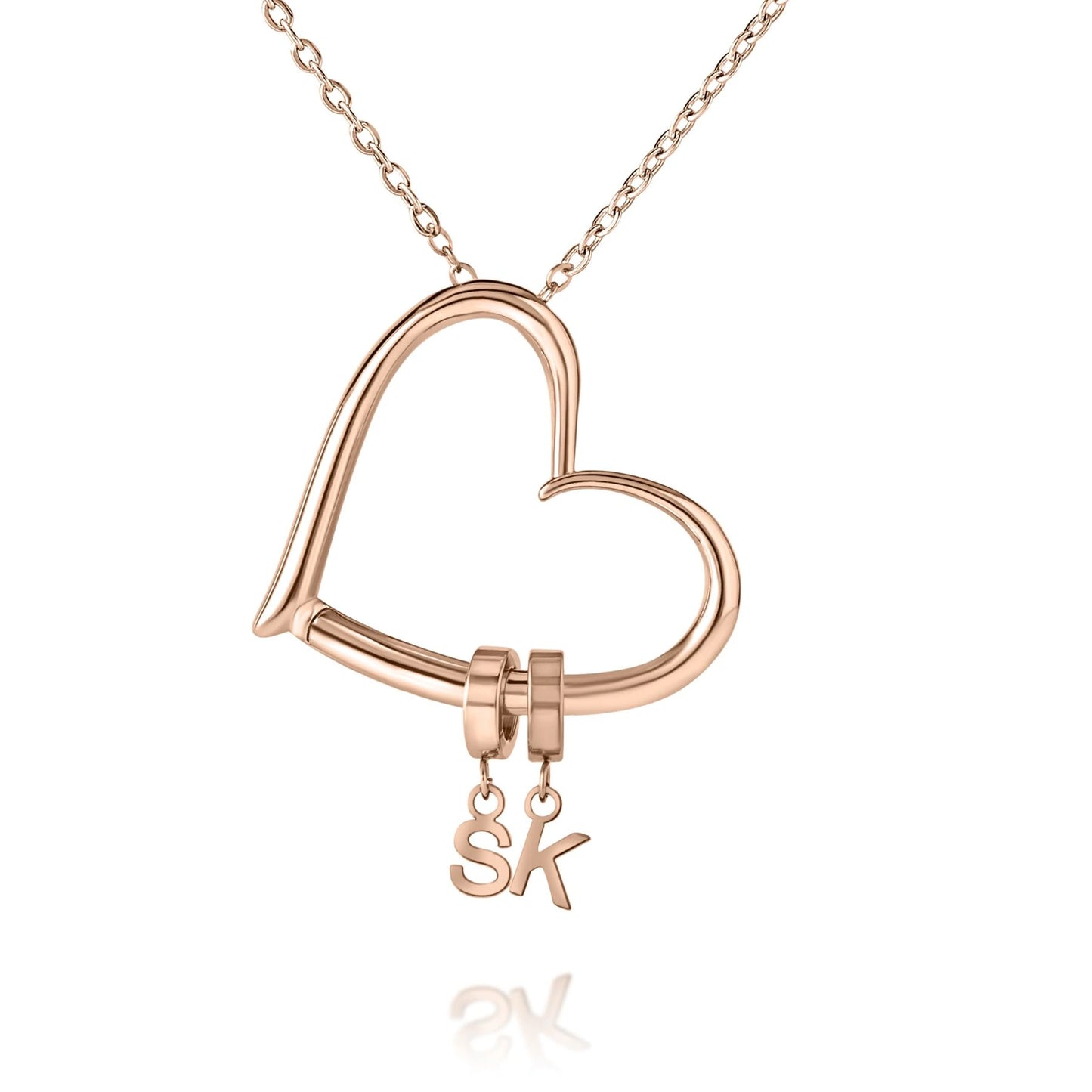 Collier Cœur Ouvert Personnalisé avec 1 à 4 Initiales