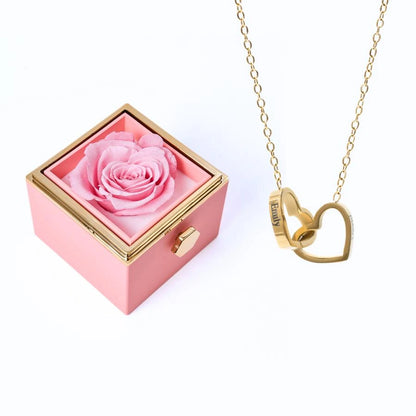 Coffret Rose Éternelle & Collier Personnalisé