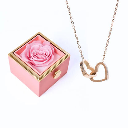 Coffret Rose Éternelle & Collier Personnalisé