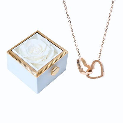 Coffret Rose Éternelle & Collier Personnalisé