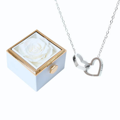 Coffret Rose Éternelle & Collier Personnalisé