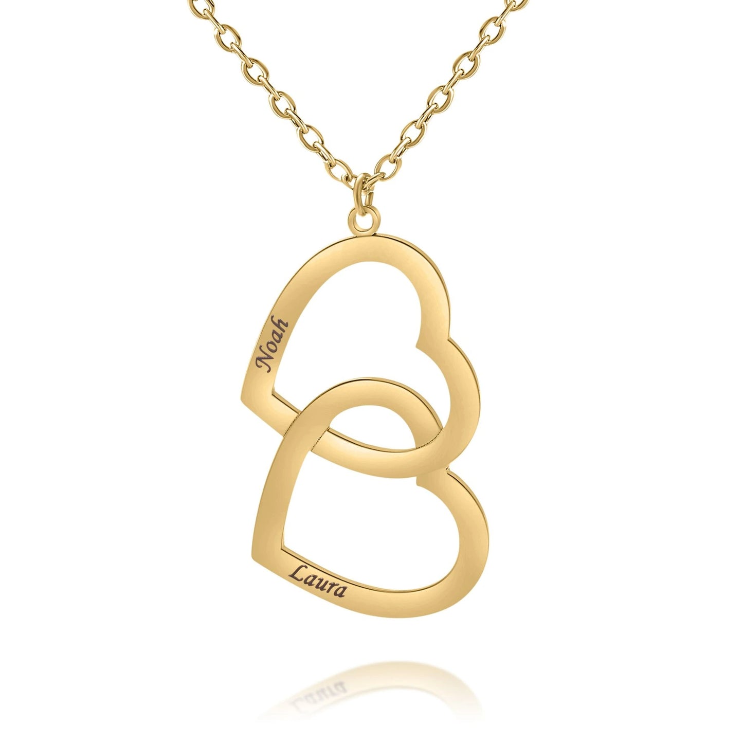 Collier Double Coeur Personnalisé Deux Prénoms