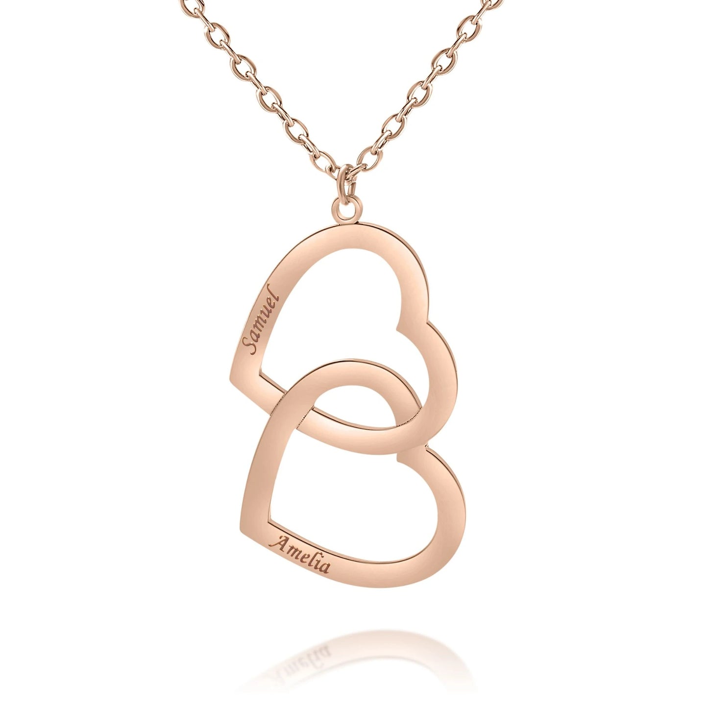 Collier Double Coeur Personnalisé Deux Prénoms