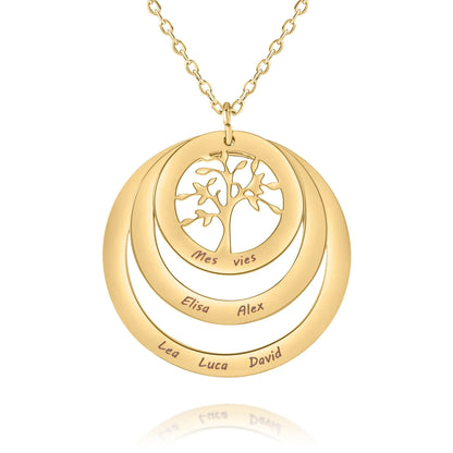 Collier Cercle Arbre de Famille Personnalisé