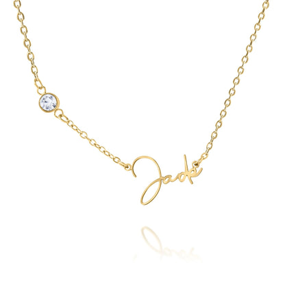 Collier Prénom Script et Pierre Brillante