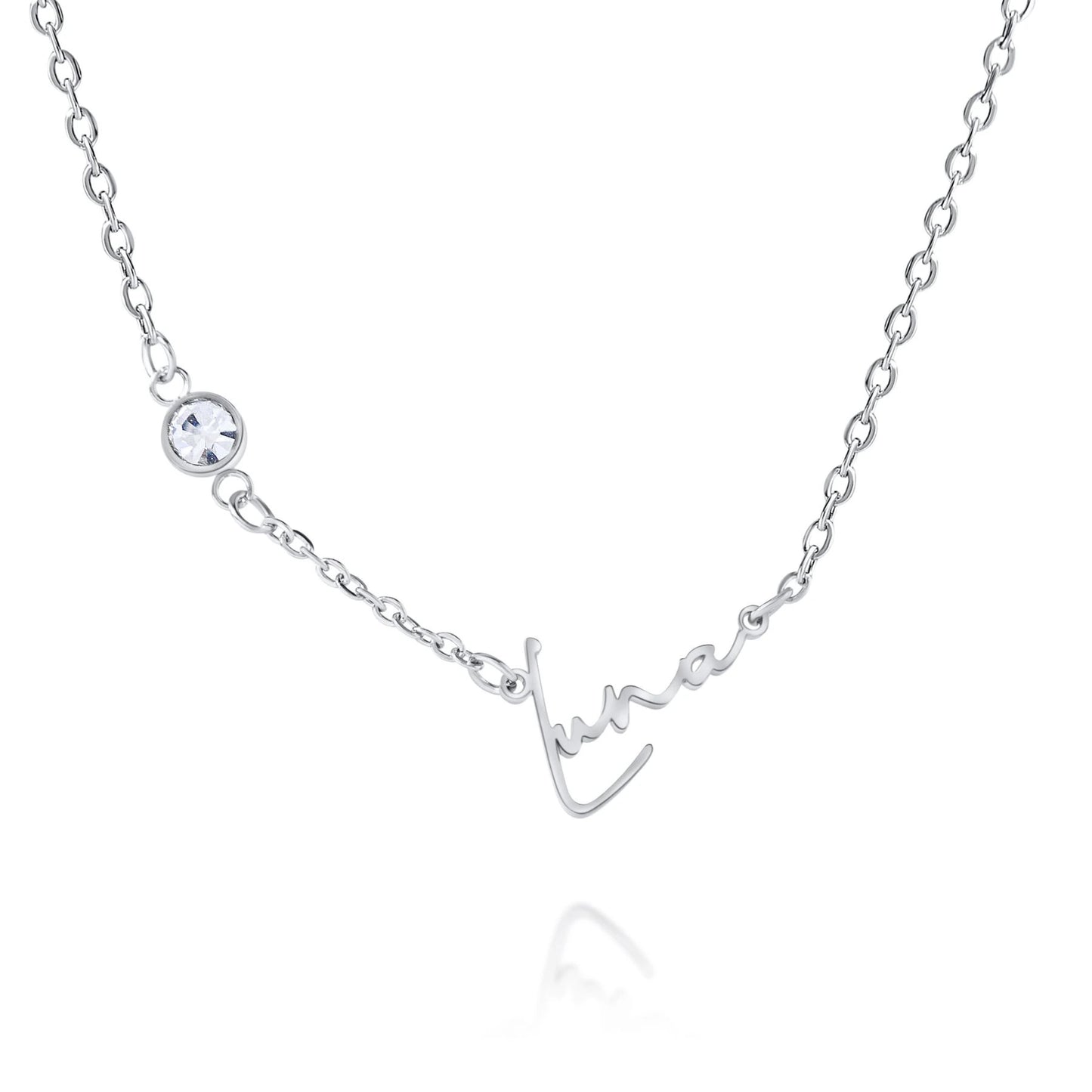 Collier Prénom Script et Pierre Brillante