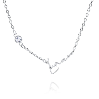 Collier Prénom Script et Pierre Brillante
