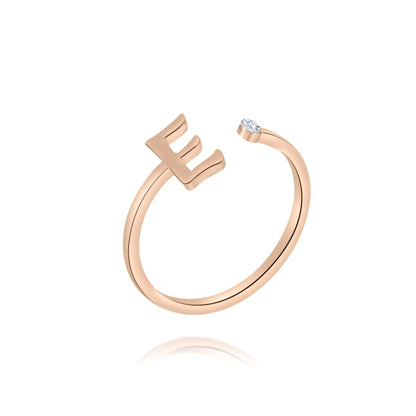 Bague Personnalisée Initiale Ouverte avec Pierre de Naissance