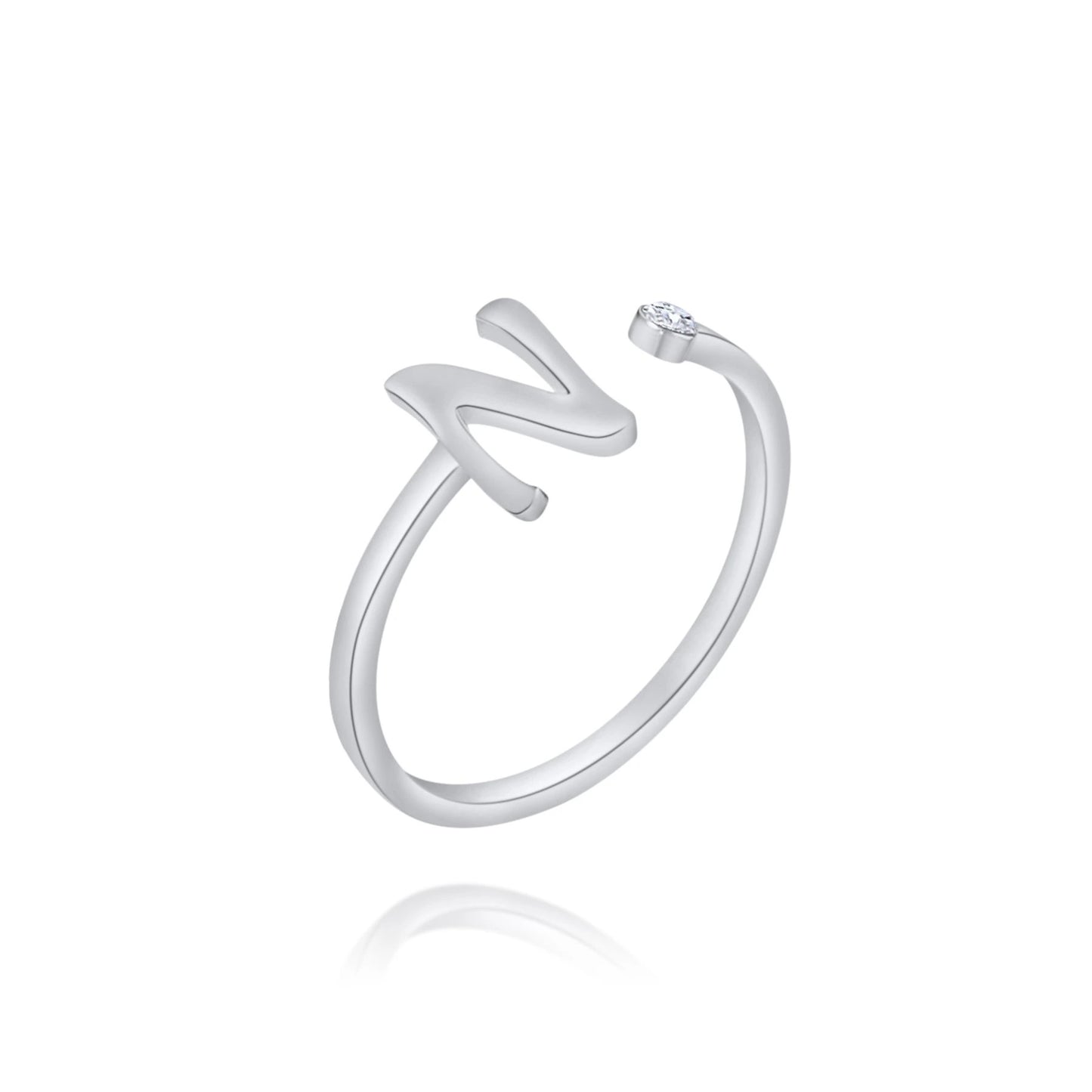 Bague Personnalisée Initiale Ouverte avec Pierre de Naissance