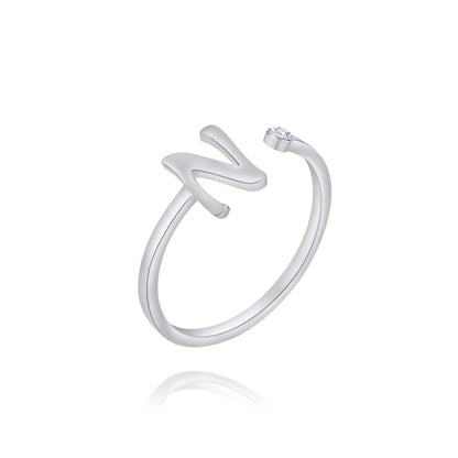 Bague Personnalisée Initiale Ouverte avec Pierre de Naissance