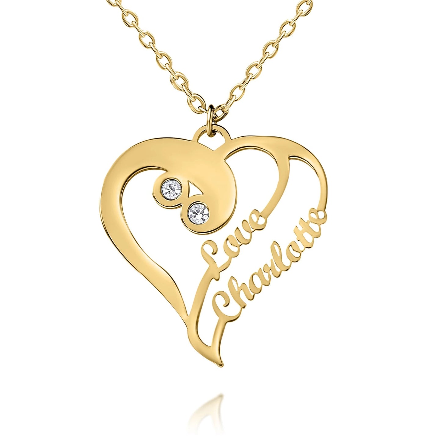 Collier Coeur Double Personnalisé