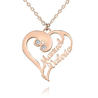 Collier Coeur Double Personnalisé