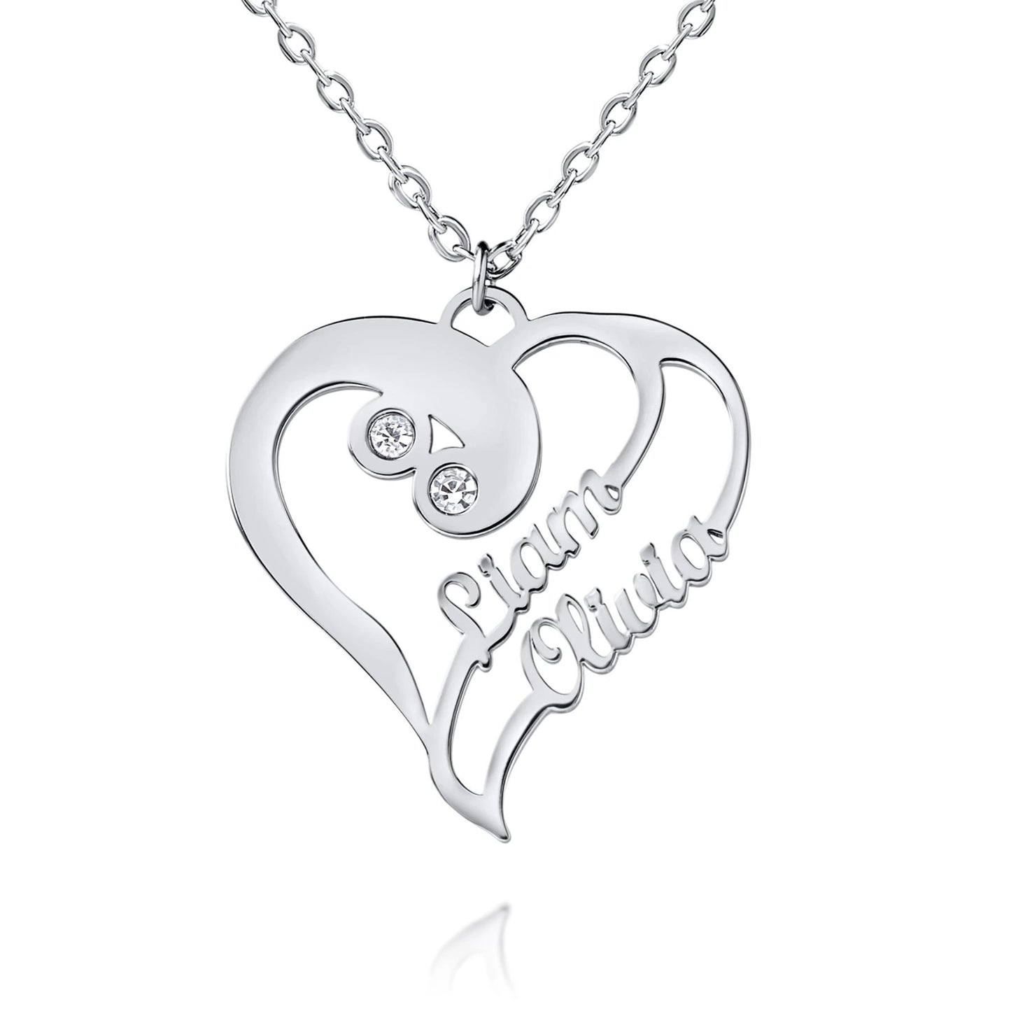 Collier Coeur Double Personnalisé