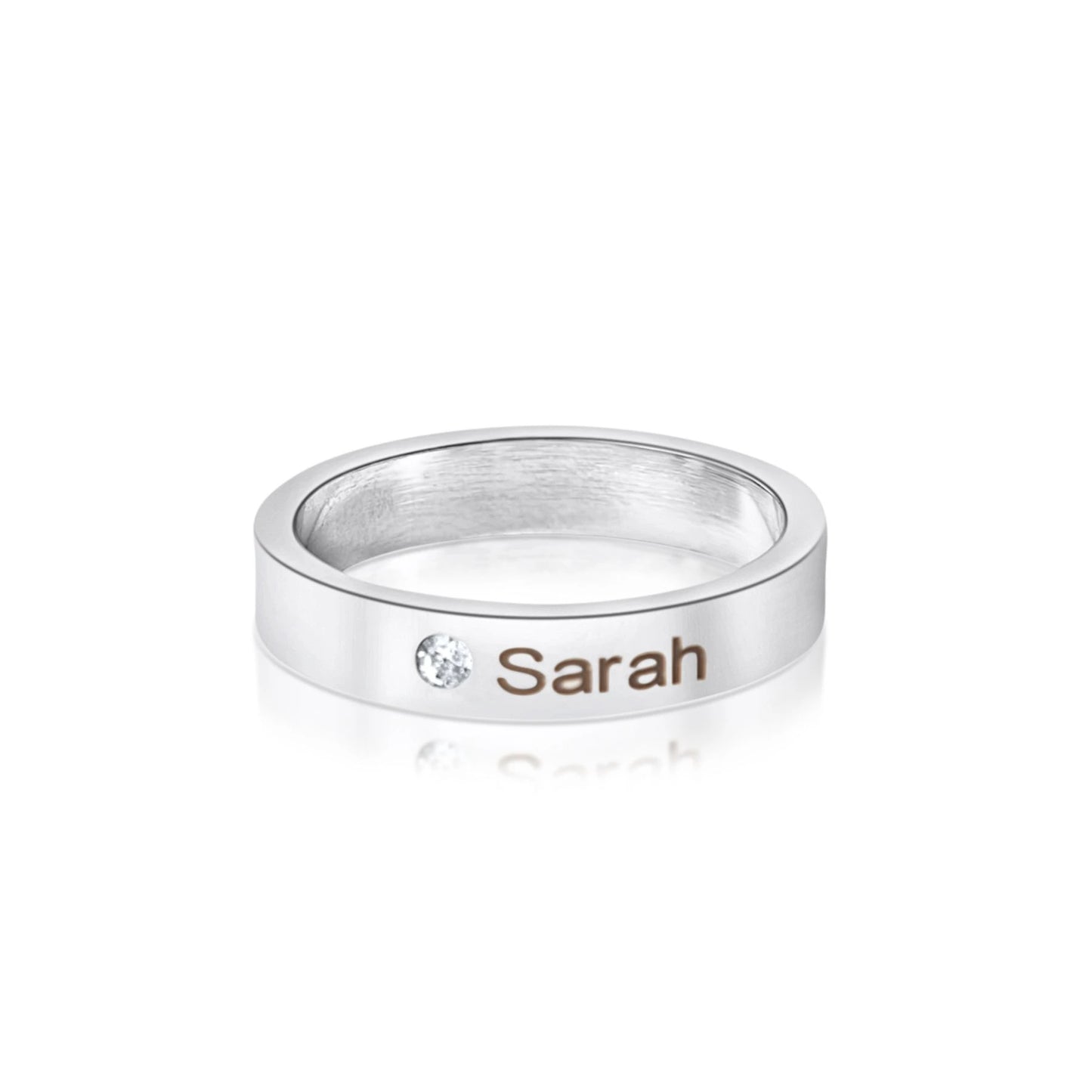 Naam Ring met Geboortesteen & Diamant