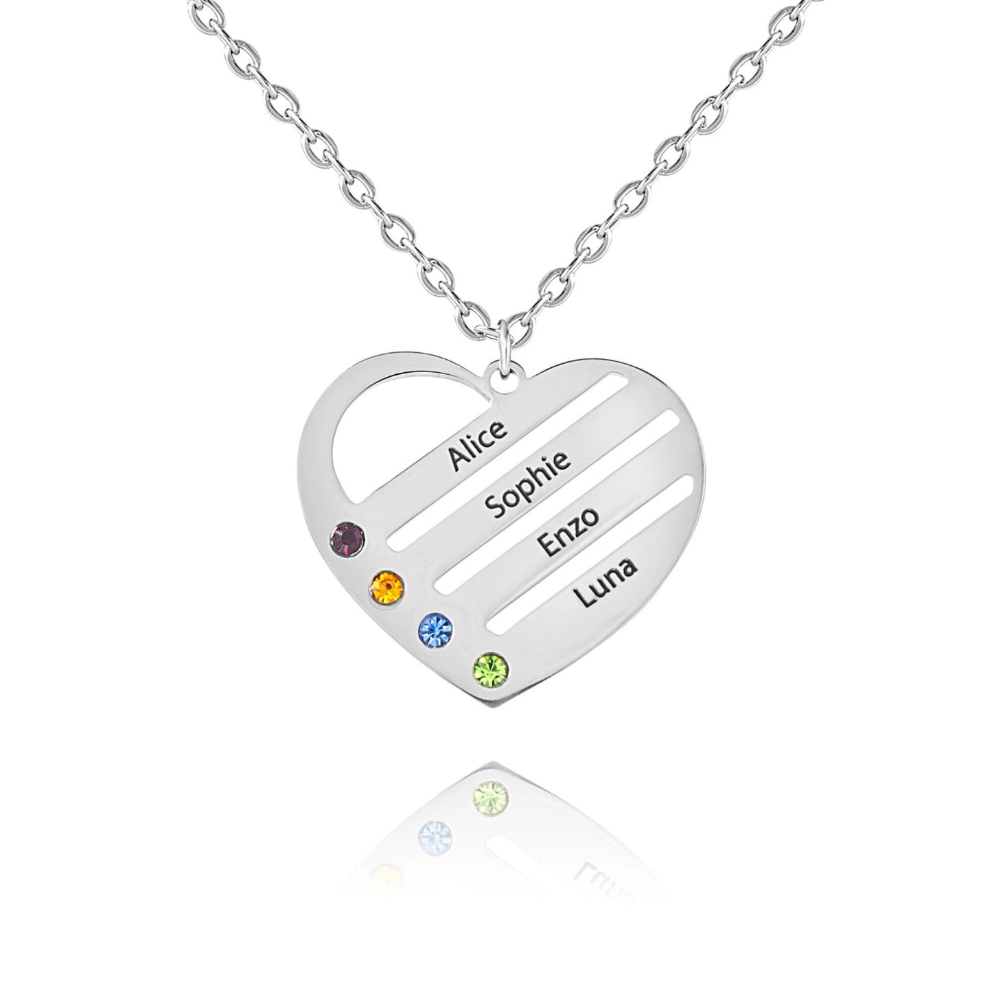 Collier Coeur Personnalisé avec Pierre de Naissance