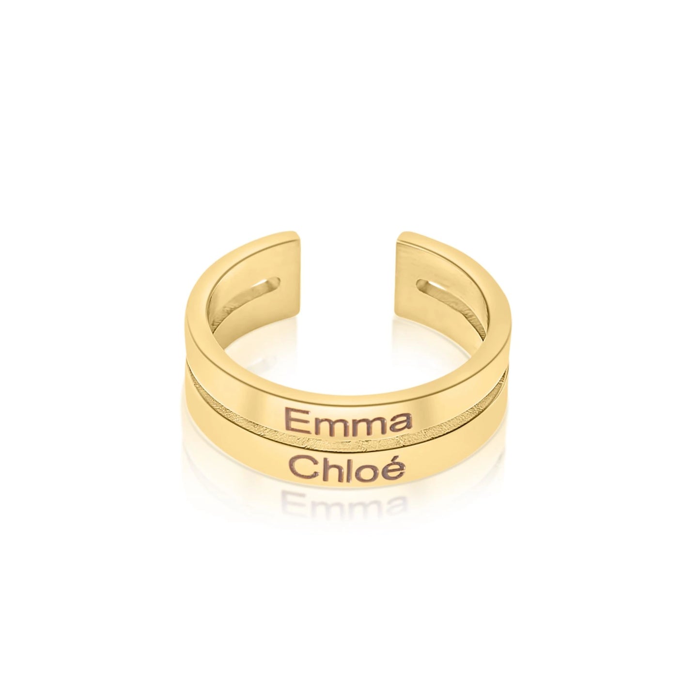 Open Ring met Twee Namen Gepersonaliseerd