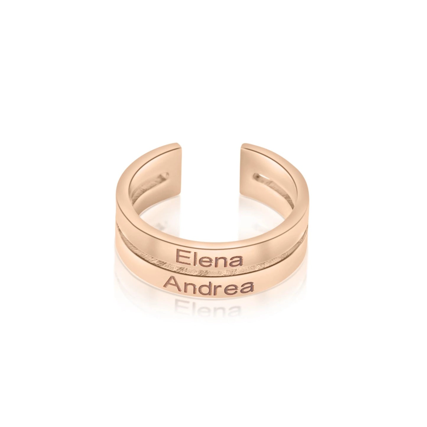 Open Ring met Twee Namen Gepersonaliseerd