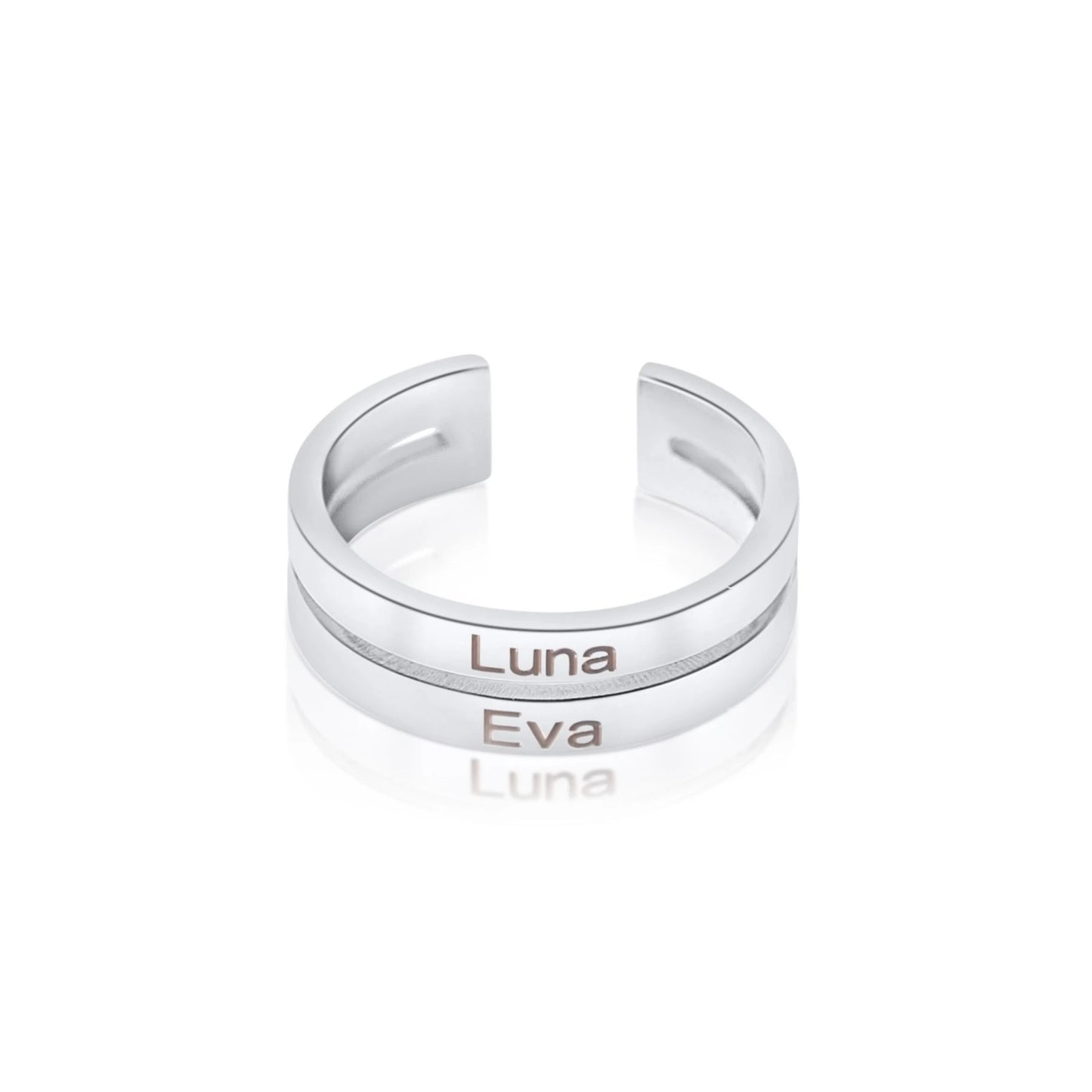 Open Ring met Twee Namen Gepersonaliseerd