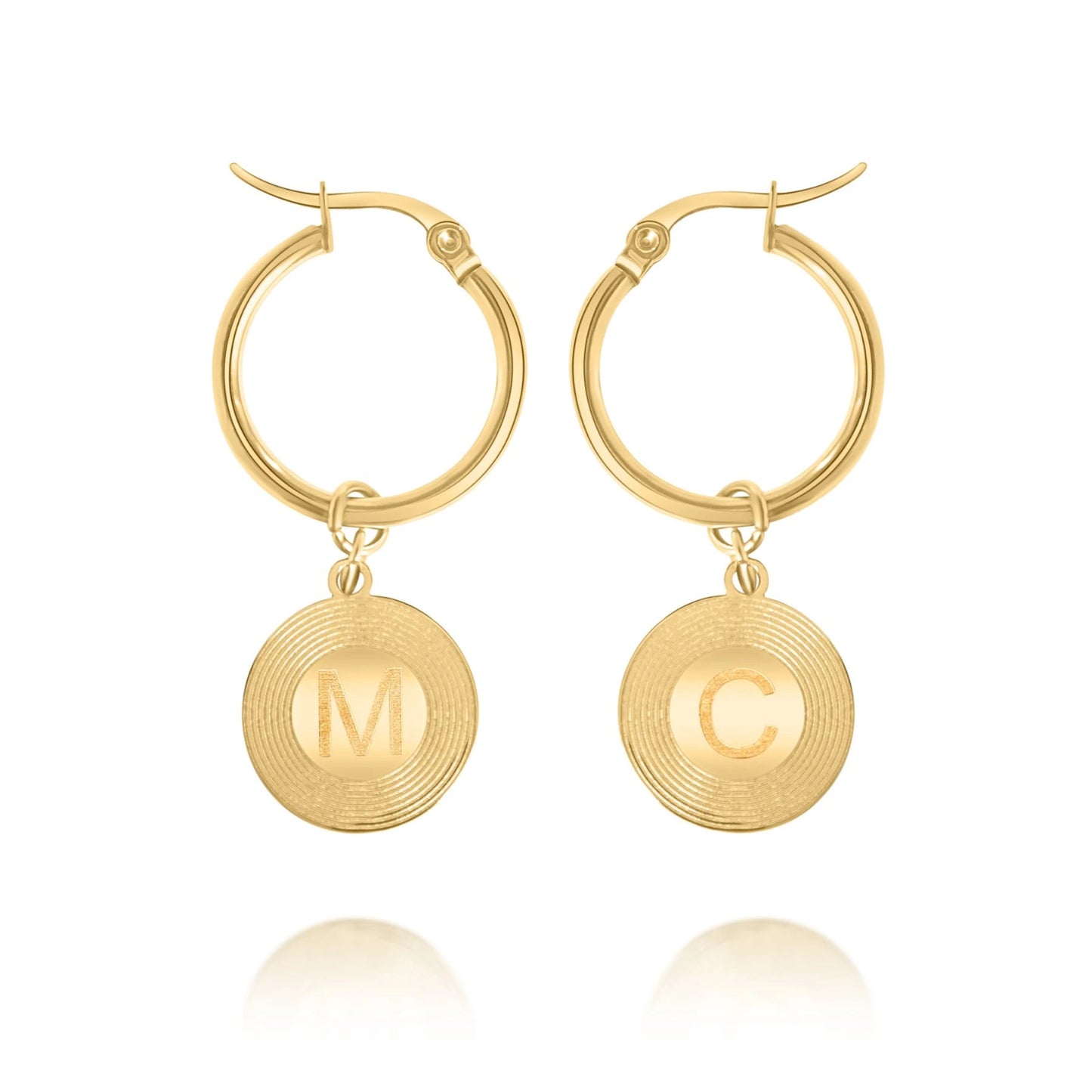 Boucles d'Oreilles Sunburst Initiales Personnalisées