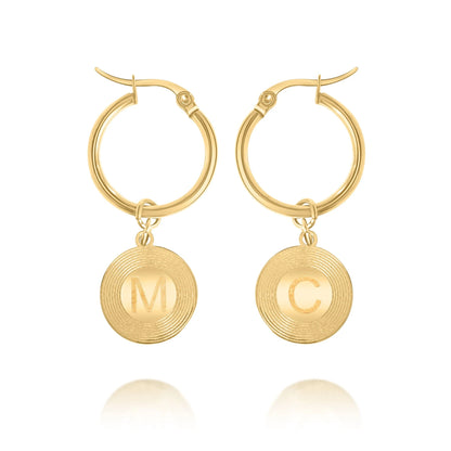 Boucles d'Oreilles Sunburst Initiales Personnalisées