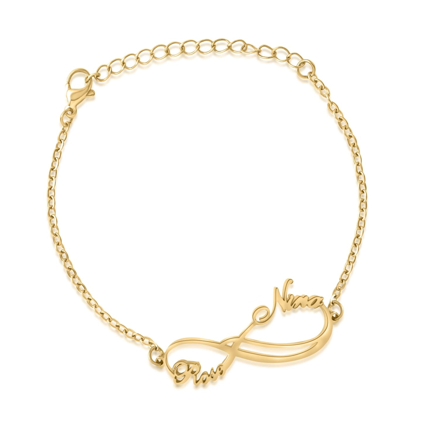 Bracelet Double Infini 2 Prénoms Personnalisé