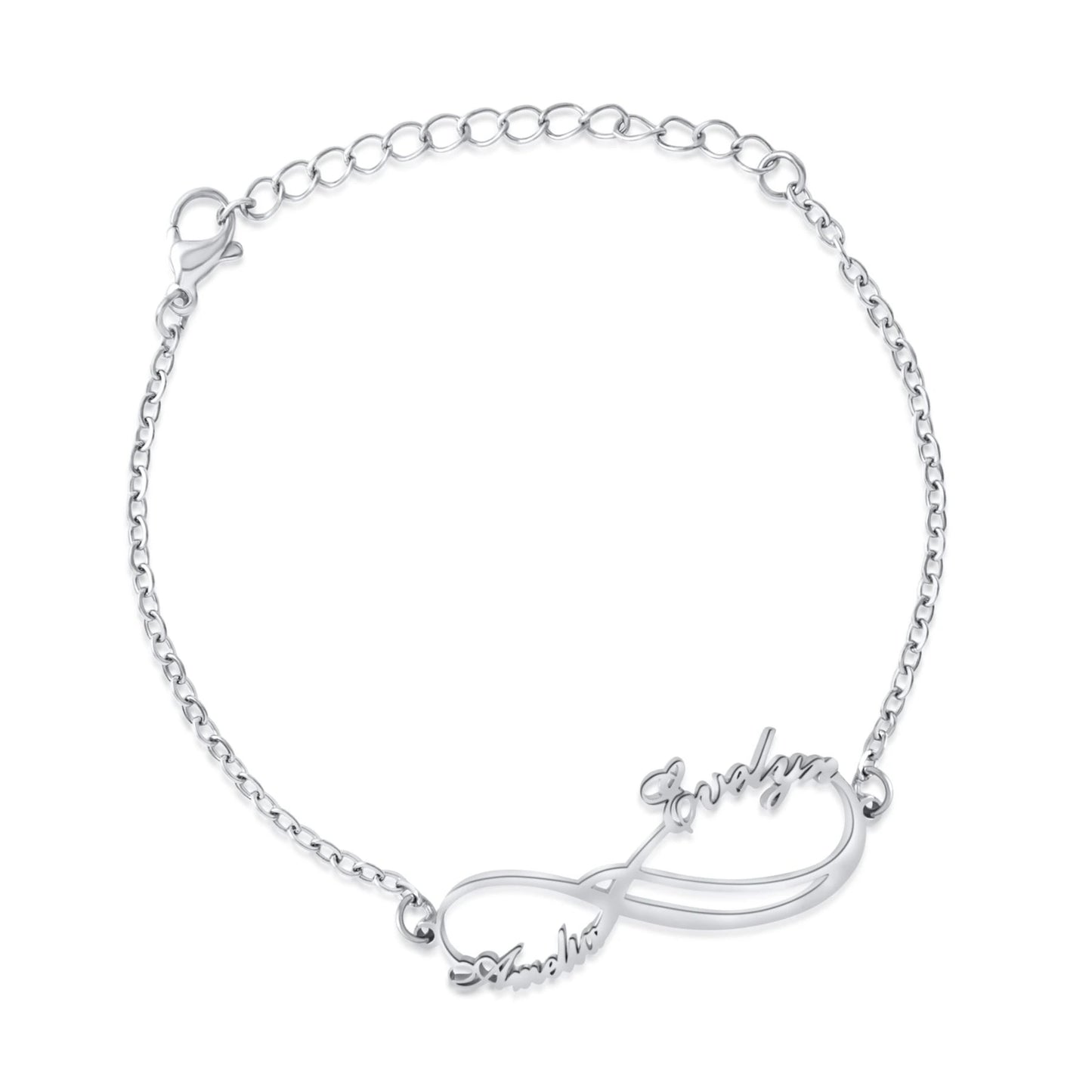 Bracelet Double Infini 2 Prénoms Personnalisé