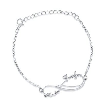 Bracelet Double Infini 2 Prénoms Personnalisé