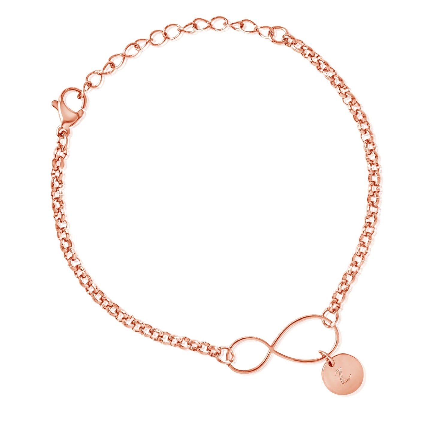 Bracelet Infini Avec Initiales Charms Personnalisé