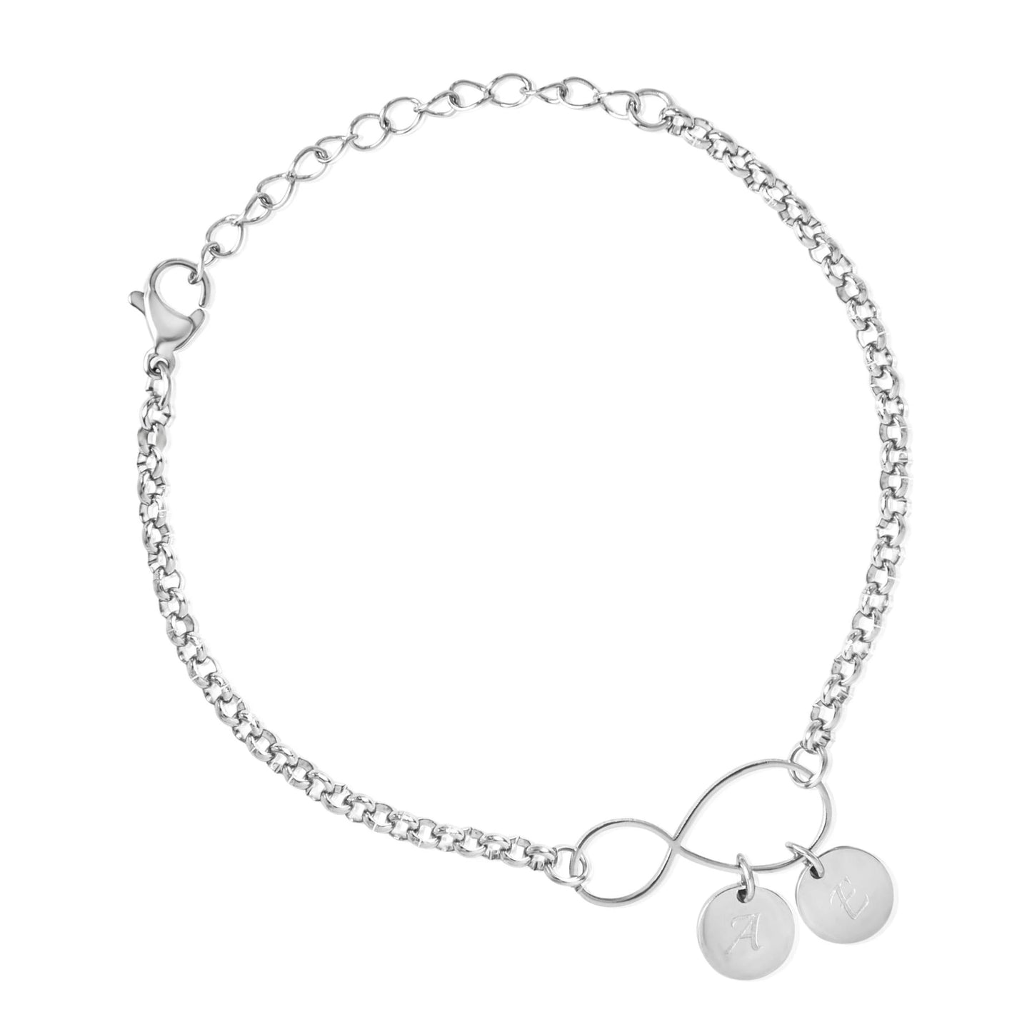 Bracelet Infini Avec Initiales Charms Personnalisé