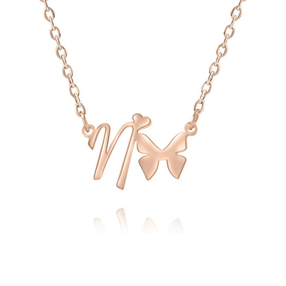 Collier Initiale Personnalisé Papillon et Coeur