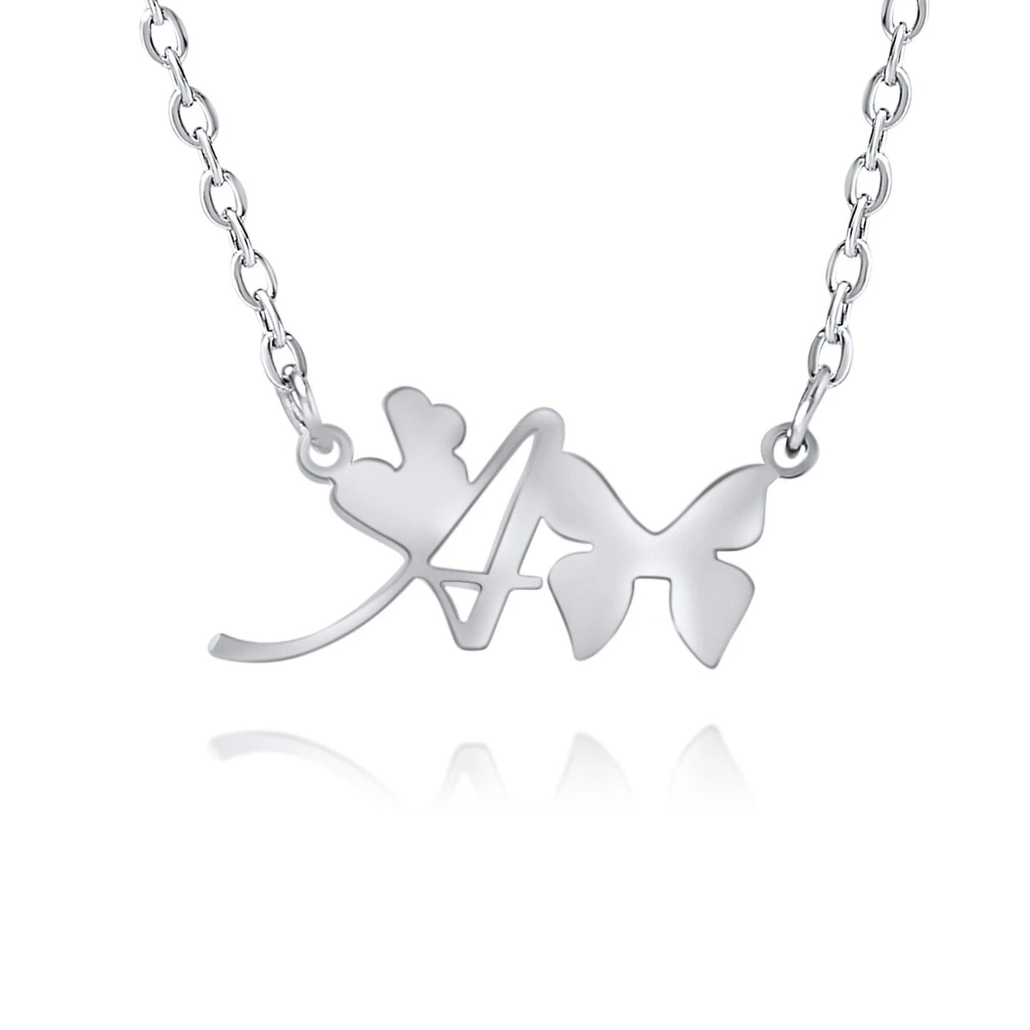 Collier Initiale Personnalisé Papillon et Coeur