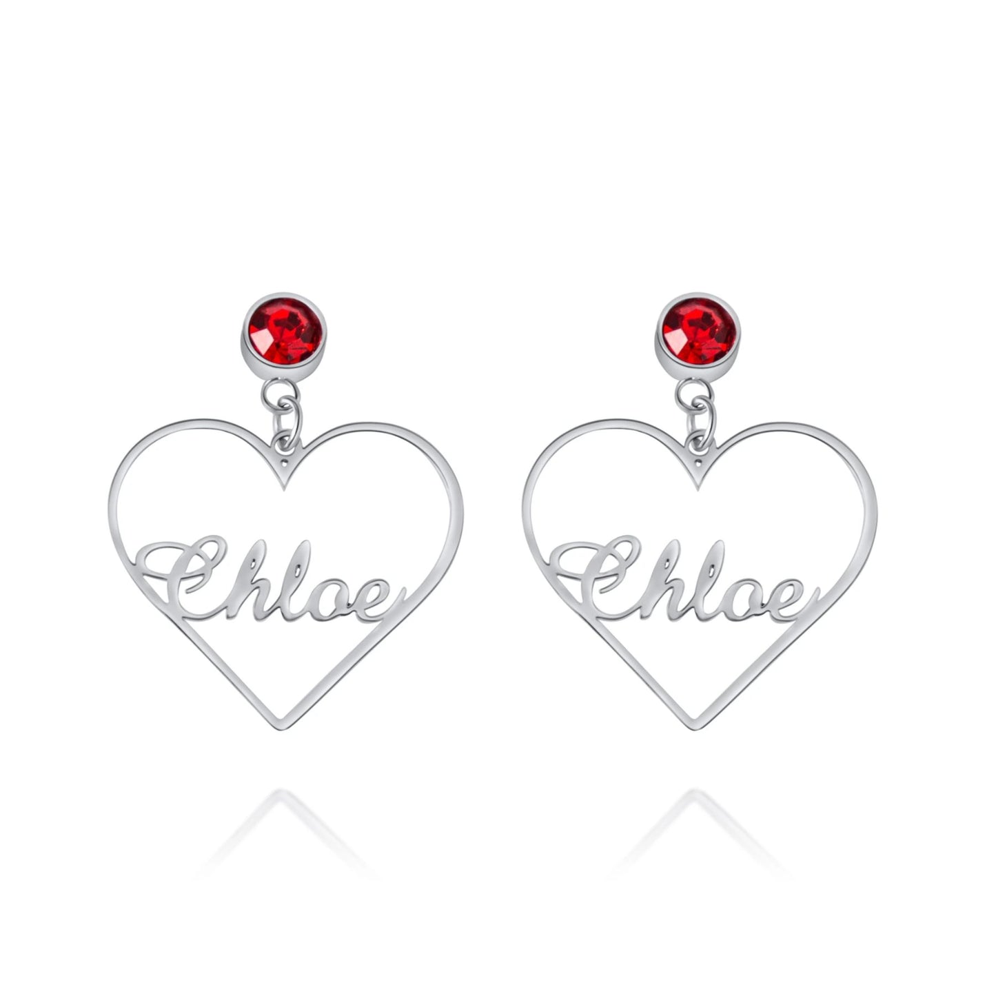 Boucles d'oreilles Pendantes Coeur Personnalisées