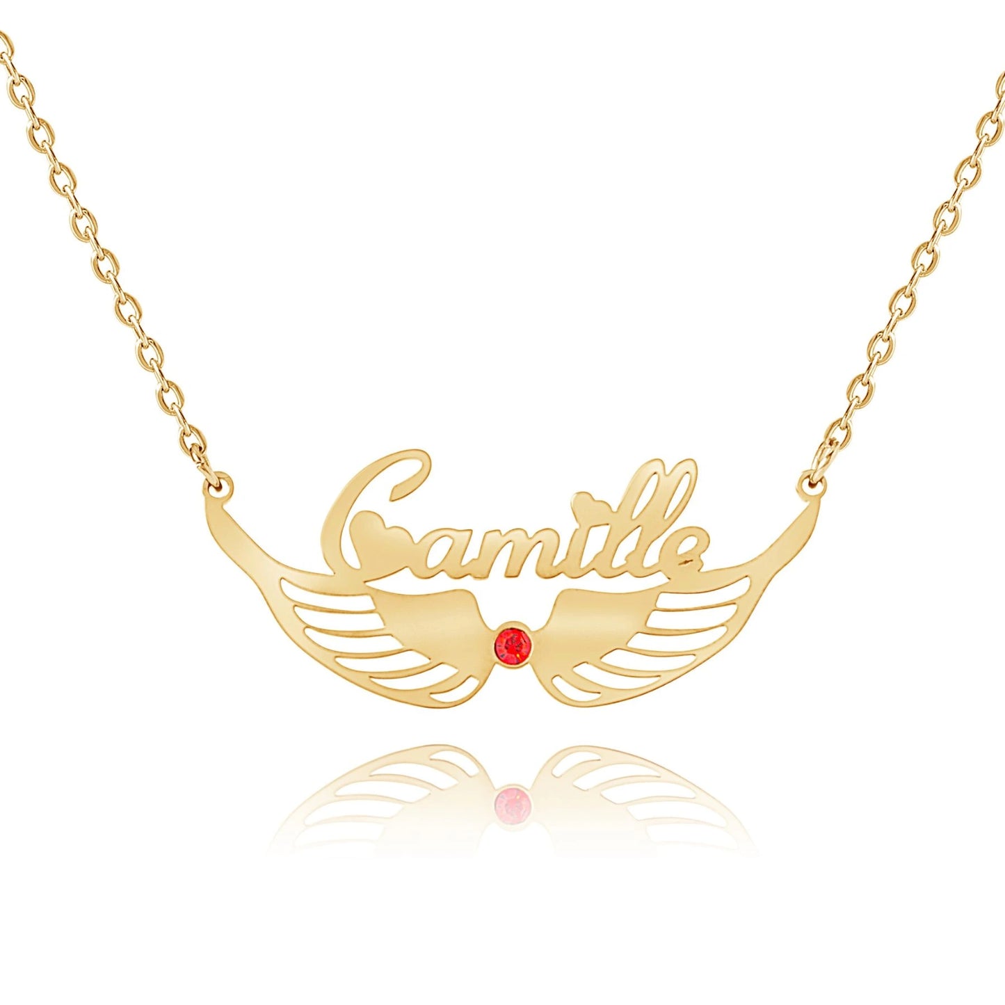 Collier Prénom et Ailes avec Pierre de Naissance