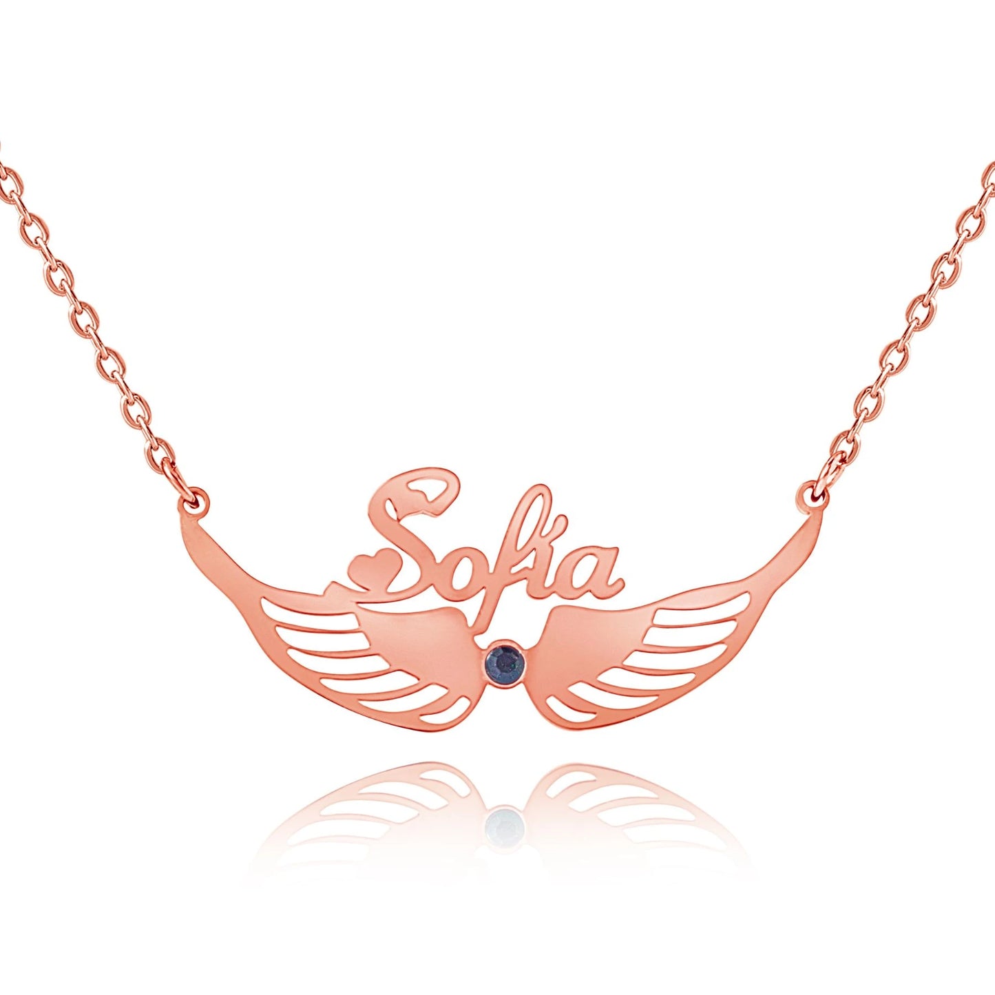 Collier Prénom et Ailes avec Pierre de Naissance