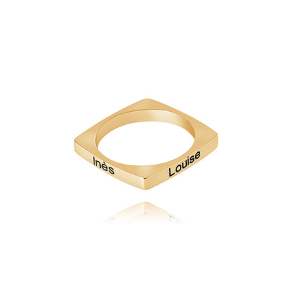 Bague Personnalisée Carrée 4 Prénoms