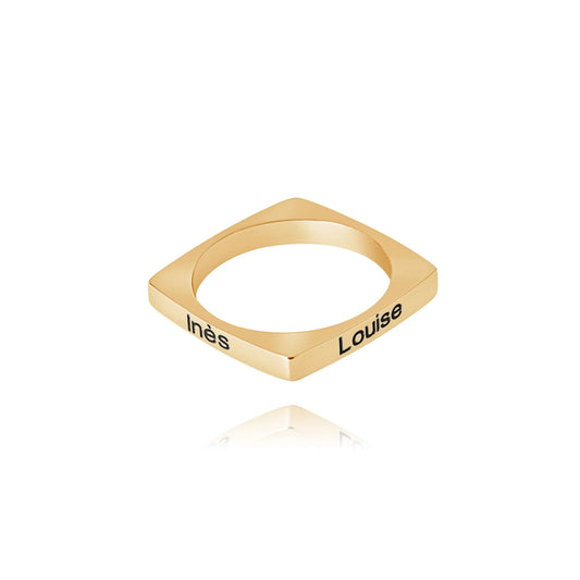 Bague Personnalisée Carrée 4 Prénoms