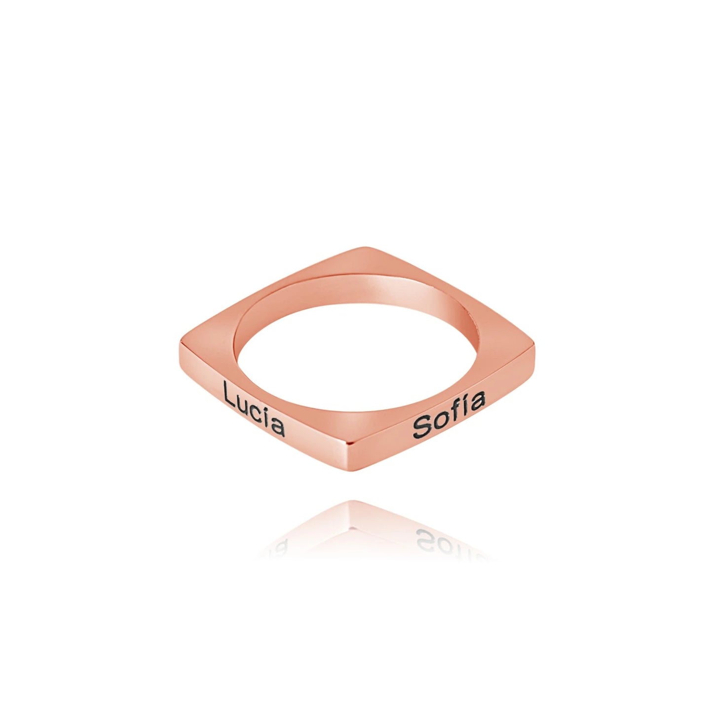 Bague Personnalisée Carrée 4 Prénoms