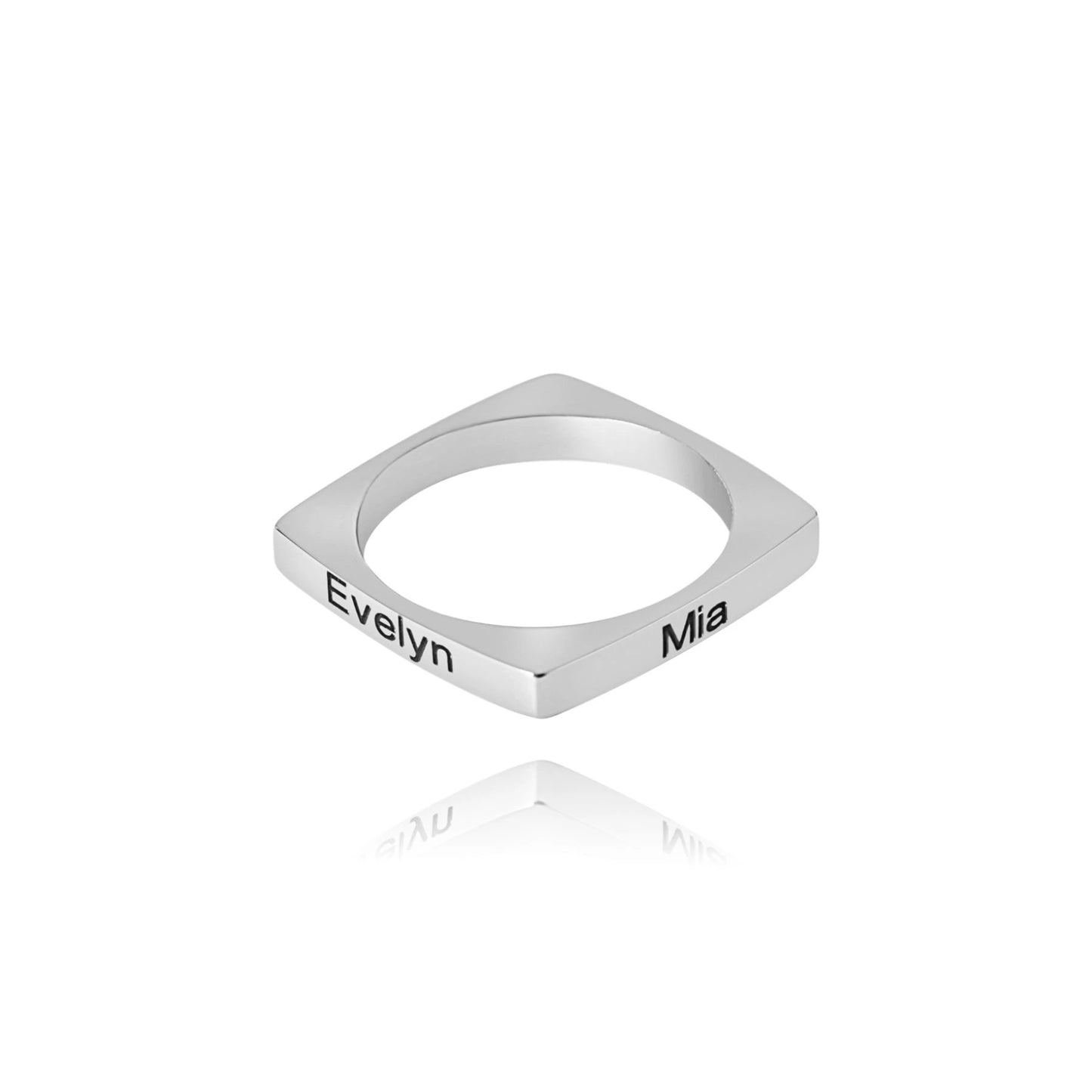 Bague Personnalisée Carrée 4 Prénoms