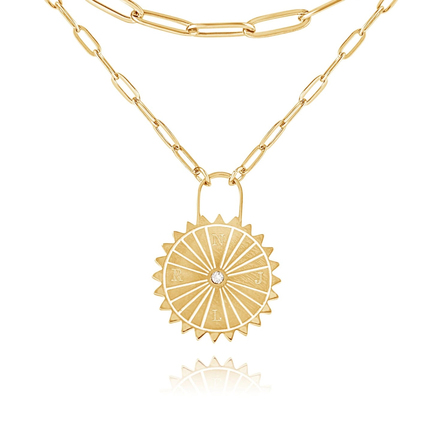 Collier Cadenas Soleil Personnalisé avec Initiales & Pierre