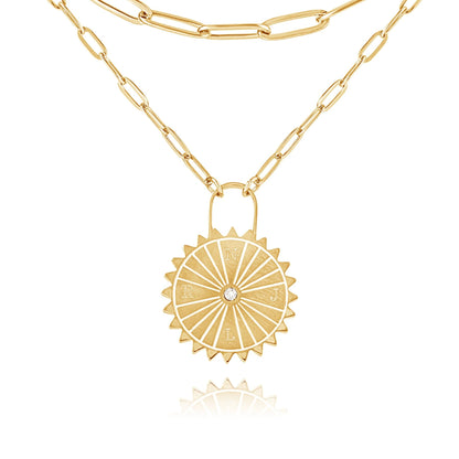 Collier Cadenas Soleil Personnalisé avec Initiales & Pierre