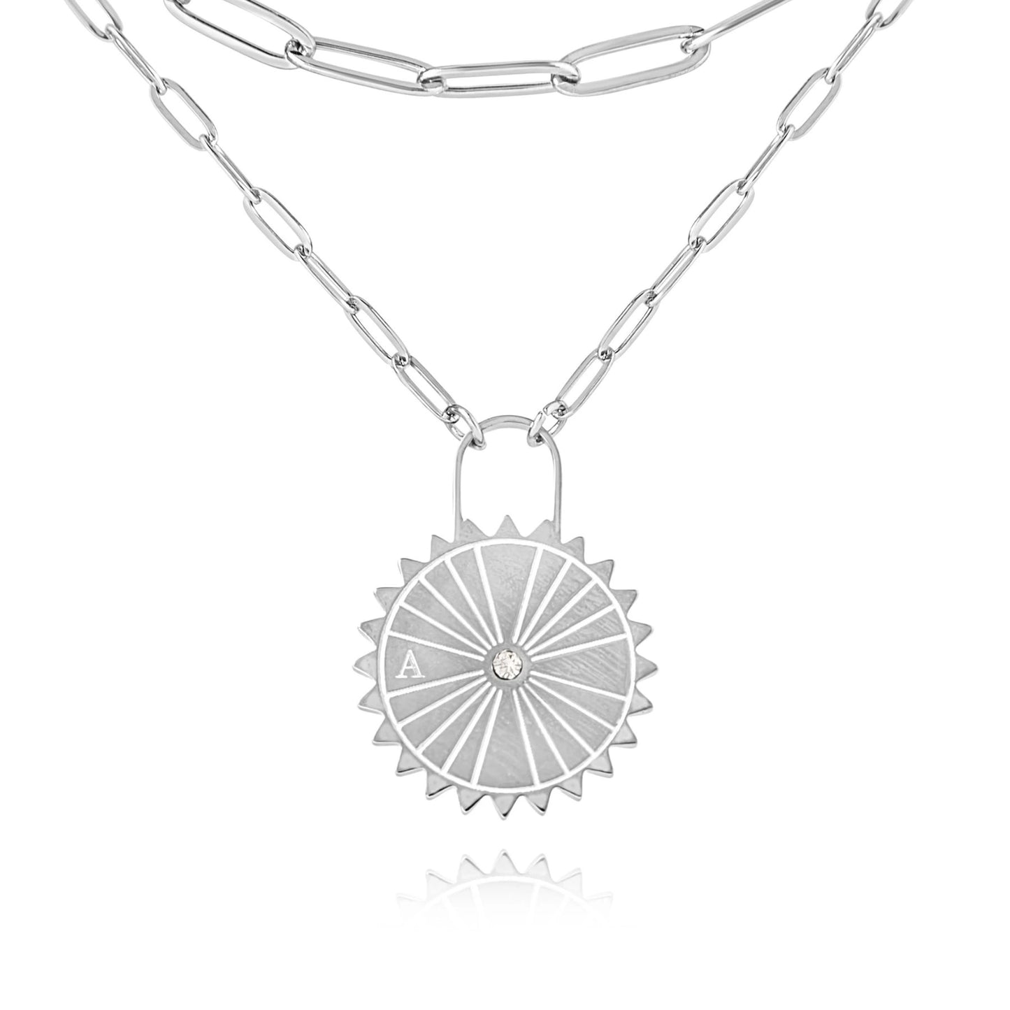 Collier Cadenas Soleil Personnalisé avec Initiales & Pierre