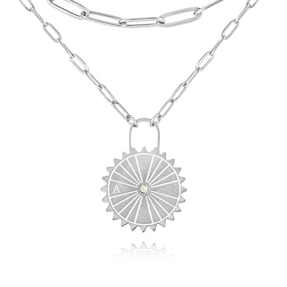 Collier Cadenas Soleil Personnalisé avec Initiales & Pierre