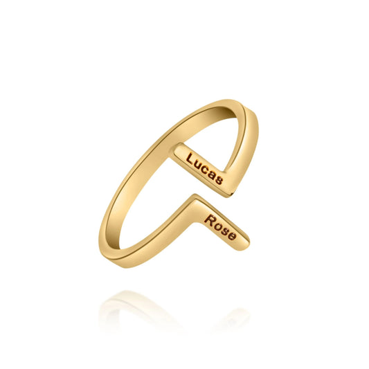 Bague Simple Verticale Deux Prénoms