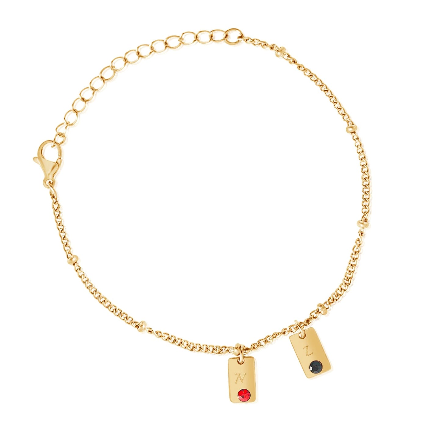 Bracelet Pendentifs Initiales & Pierres Personnalisé